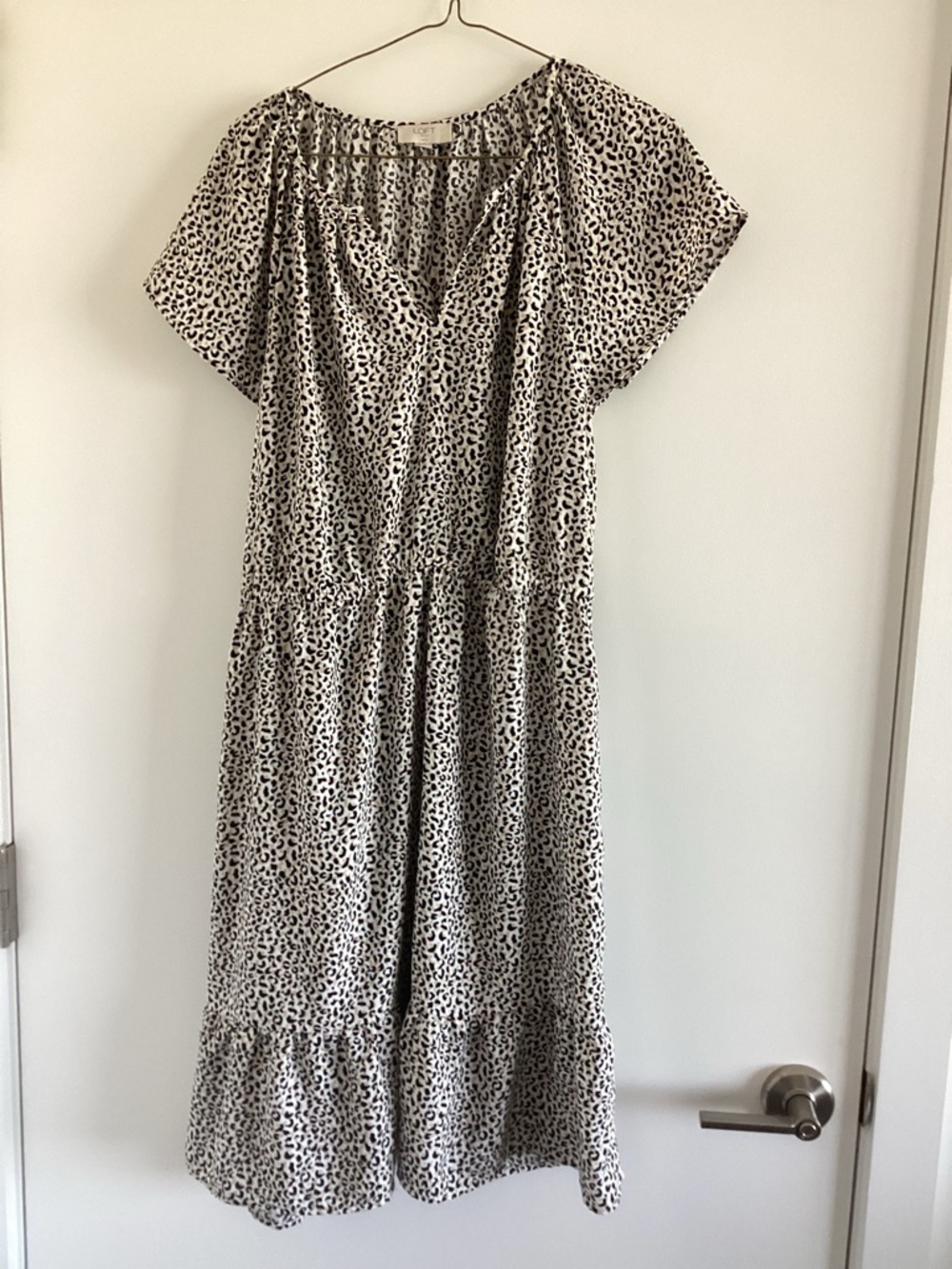 LOFT Black and Cream Leopard-Print Blouse